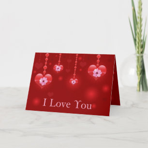 Festiva Te amo flores y corazón tarjeta de San Valentín