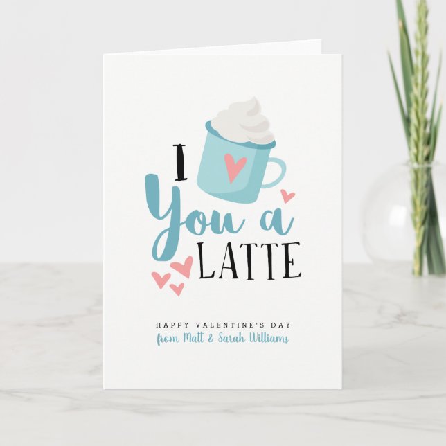 Festiva Te amo una tarjeta de El día de San Valentín latte (Anverso)