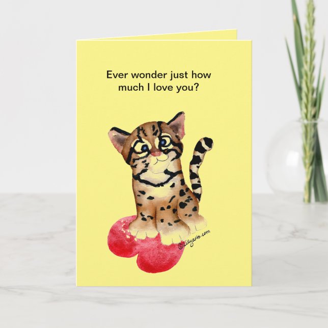 Festiva Te Amo Una Tarjeta De San Valentín Ocelot Pun (Anverso)