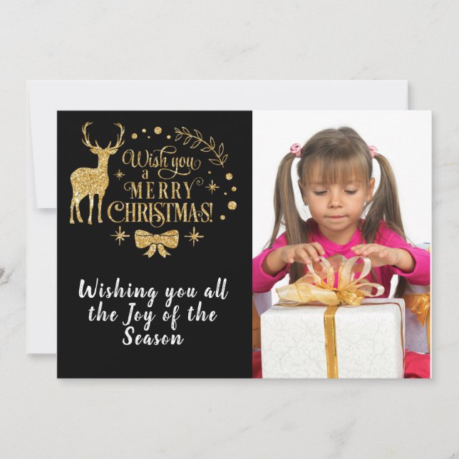 Festiva Te Deseo Una Tarjeta De Fotos De Feliz Navidad/De  (Anverso)