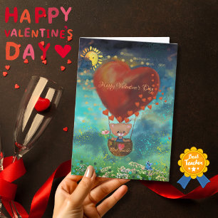 Festiva Teddy Bear Día de San Valentín Tarjeta Mejor Profe