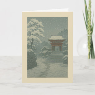 Festiva Templo japonés en invierno - Tarjeta de Navidades