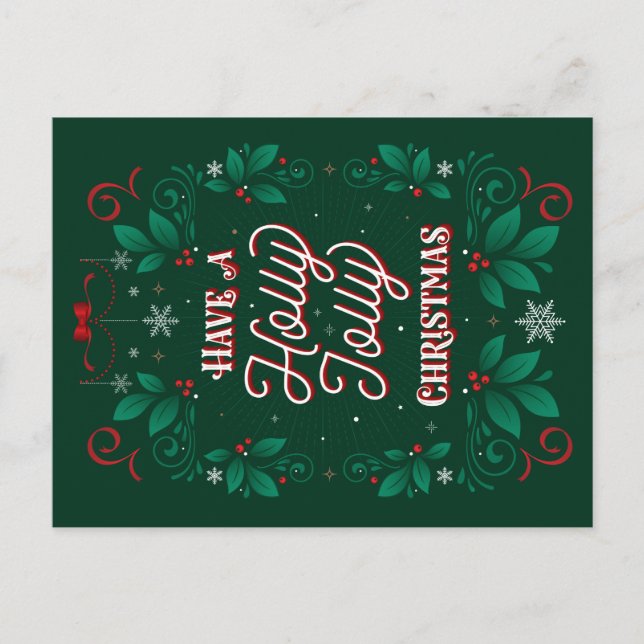 Festiva Tener una postal de Navidades de Holly Jolly (Anverso)