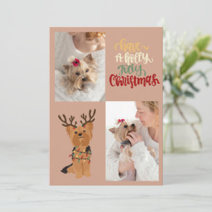 Festiva Tener una tarjeta de perro para Navidades de Holly
