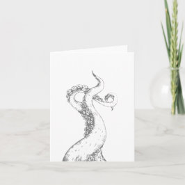 Festiva tentáculos de pulpo gris tarjeta plegada en blanco