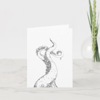 Festiva tentáculos de pulpo gris tarjeta plegada en blanco