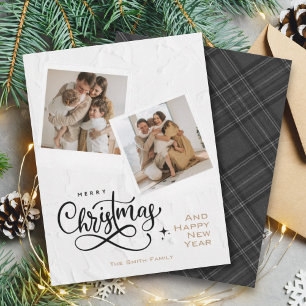 Festiva Textura navideña y tarjeta fotográfica de plástico