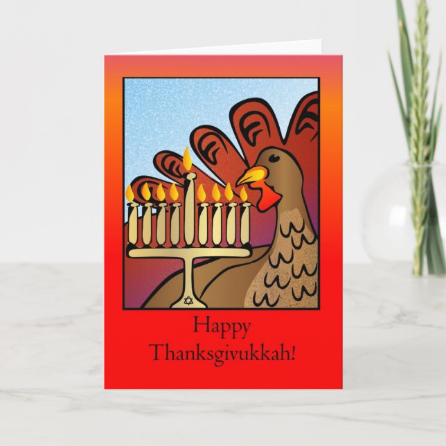 Festiva ¡Thanksgivukkah feliz! Tarjeta (Anverso)