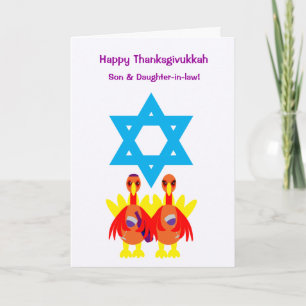 Festiva Thanksgivukkah Funny Turkeys Tarjeta de saludo de 