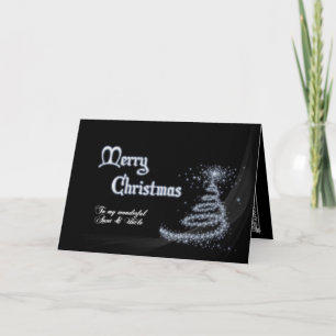 Festiva Tía y tío, una tarjeta de Navidades negros y blanc