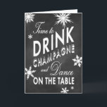 Festiva Tiempo de Chalkboard para tomar la tarjeta de vaca<br><div class="desc">Una salpicadura de copos de nieve decora esta divertida y coqueta tarjeta de vacaciones,  sobre un fondo de pizarra. Si se necesitan elementos de coordinación adicionales,  simplemente contacte con nosotros en prettyfancyinvites@gmail.com con su solicitud.</div>