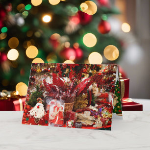Festiva Tienda de navidades Mostrar Santa en tarjeta de va