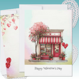 Festiva Tienda Dulce San Valentín Tarjeta Plana