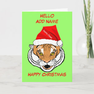 Festiva Tigre en tarjeta de Navidades de personalizar de S