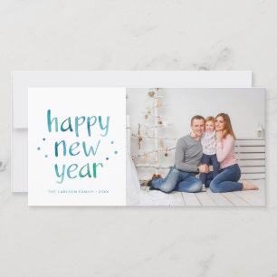 Festiva Tipografía acuática tarjeta fotográfica Feliz Año