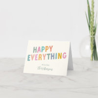Tipografía Colorida Linda Tarjeta Dobleada Feliz T