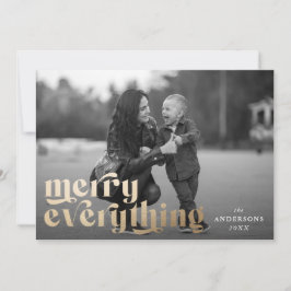 Festiva Tipografía de 'Merry Everything' Tarjeta de Foto d