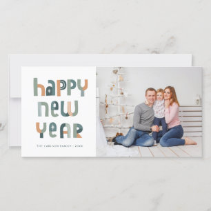 Festiva Tipografía divertida tarjeta fotográfica de Año Nu