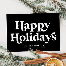 Festiva Tipografía Retro Negra Felices Fiestas Tarjeta sin
