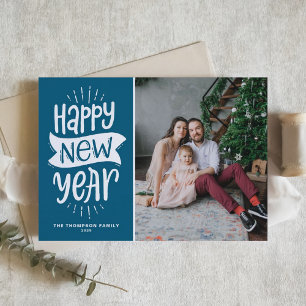 Festiva Tipografía Rústica Tarjeta de Año Nuevo Feliz Foto