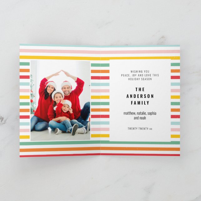 Festiva todo es brillante 1 foto Tarjeta navideña Feliz (Interior)