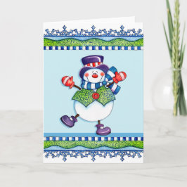 Festiva Top Hat Snowman - Tarjeta de saludo