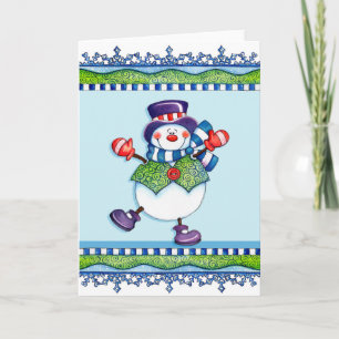 Festiva Top Hat Snowman - Tarjeta de saludo