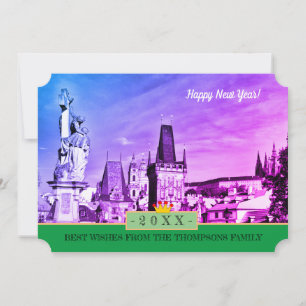 Festiva ¡Torres Praga y Año Nuevo Feliz! Tarjeta /Praha