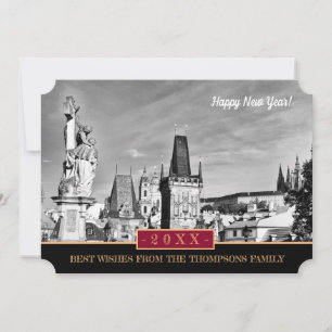 Festiva ¡Torres Praga y Año Nuevo Feliz! Tarjeta /Praha