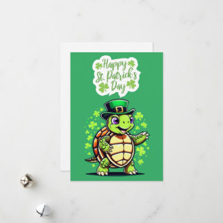 Festiva Tortuga Divertida - Feliz Tarjeta del Día de San P