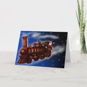 Festiva Tren de vapor Santa, tarjeta de saludo