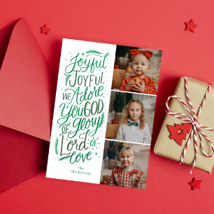 Festiva Tres Navidades fotográficos con tarjeta Green Pine