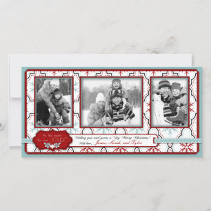 Festiva Trío de tarjeta fotográfica Retro Snowflakes