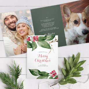 Festiva Tríptica Anuario en revisión tarjeta de Navidades botánicos