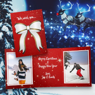 Festiva Tríptica Doble tarjeta de foto de doble plegado para Navida