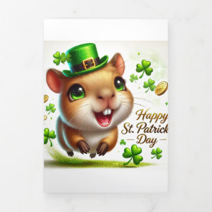 Festiva Tríptica Tarjeta Cute St Patrick's Day con Capybara