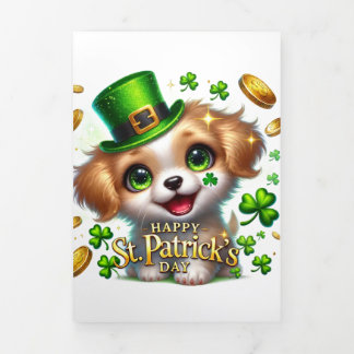 Festiva Tríptica Tarjeta Cute St Patrick's Day con pipa
