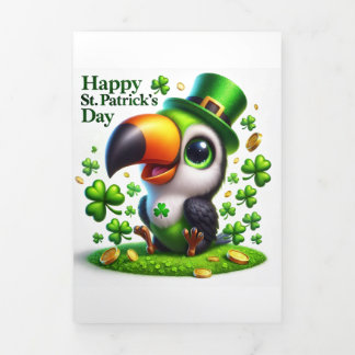 Festiva Tríptica Tarjeta Cute St Patrick's Day con toque festivo