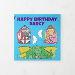 Festiva Tríptica Tarjeta de corte de cumpleaños medieval