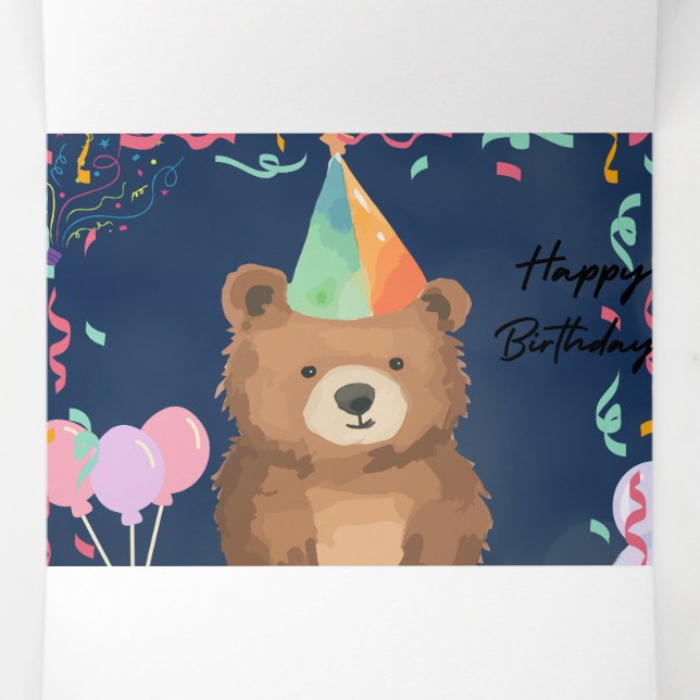Festiva Tríptica Tarjeta de cumpleaños de oso de peluche (Interior medio)