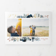 Tarjeta de Navidad con Foto de Alegría Azul Profun