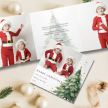 Tarjeta de Navidad Foto Árbol de Pino Acuarela Dor