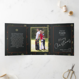 Festiva Tríptica Tarjeta de Navidad personalizada con foto familiar
