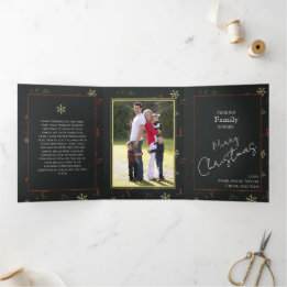 Festiva Tríptica Tarjeta de Navidad personalizada con foto familiar