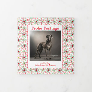 Festiva Tríptica Tarjeta de Navidad trifold para Gran Danés