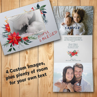 Festiva Tríptica Tarjeta de Navidades de fotos de Red Poinsettia 4