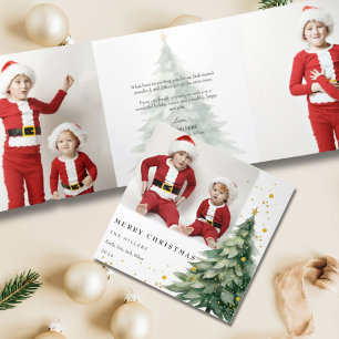 Festiva Tríptica Tarjeta de Navidades de fotos del triple árbol de 