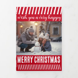 Festiva Tríptica Tarjeta de vacaciones de Navidad con letra plegabl