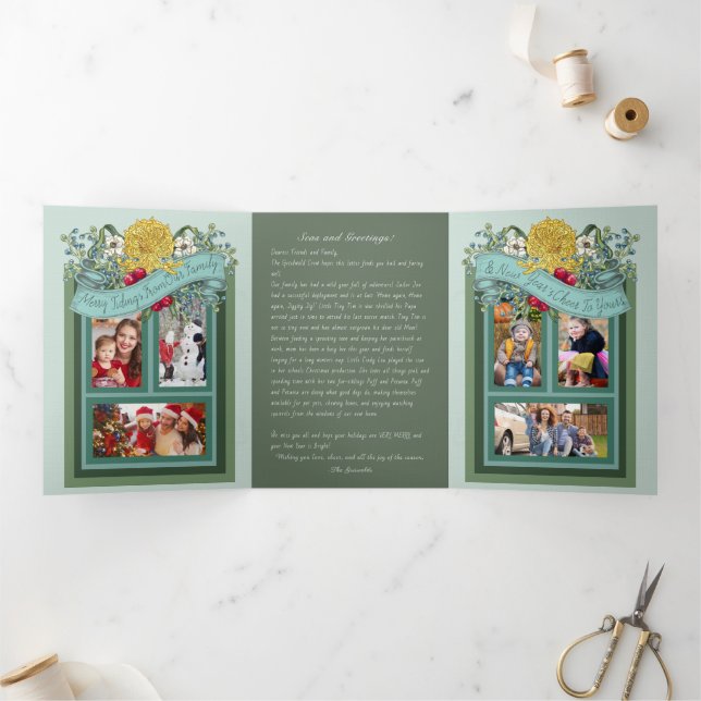 Festiva Tríptica Tarjeta fotográfica plegable de submarino "Seas y  (Interior)