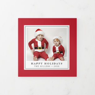 Festiva Tríptica Tarjeta fotográfica simple de vacaciones de Navida